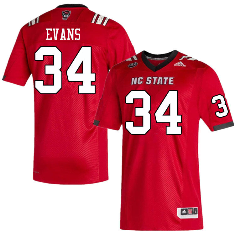 Men #34 Nate Evans NC State Wolfpack College Football Jerseys Sale-Red